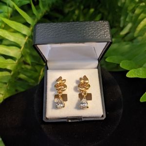 KAS Vintage CZ Clip On Earrings 14 KT Gold Plated